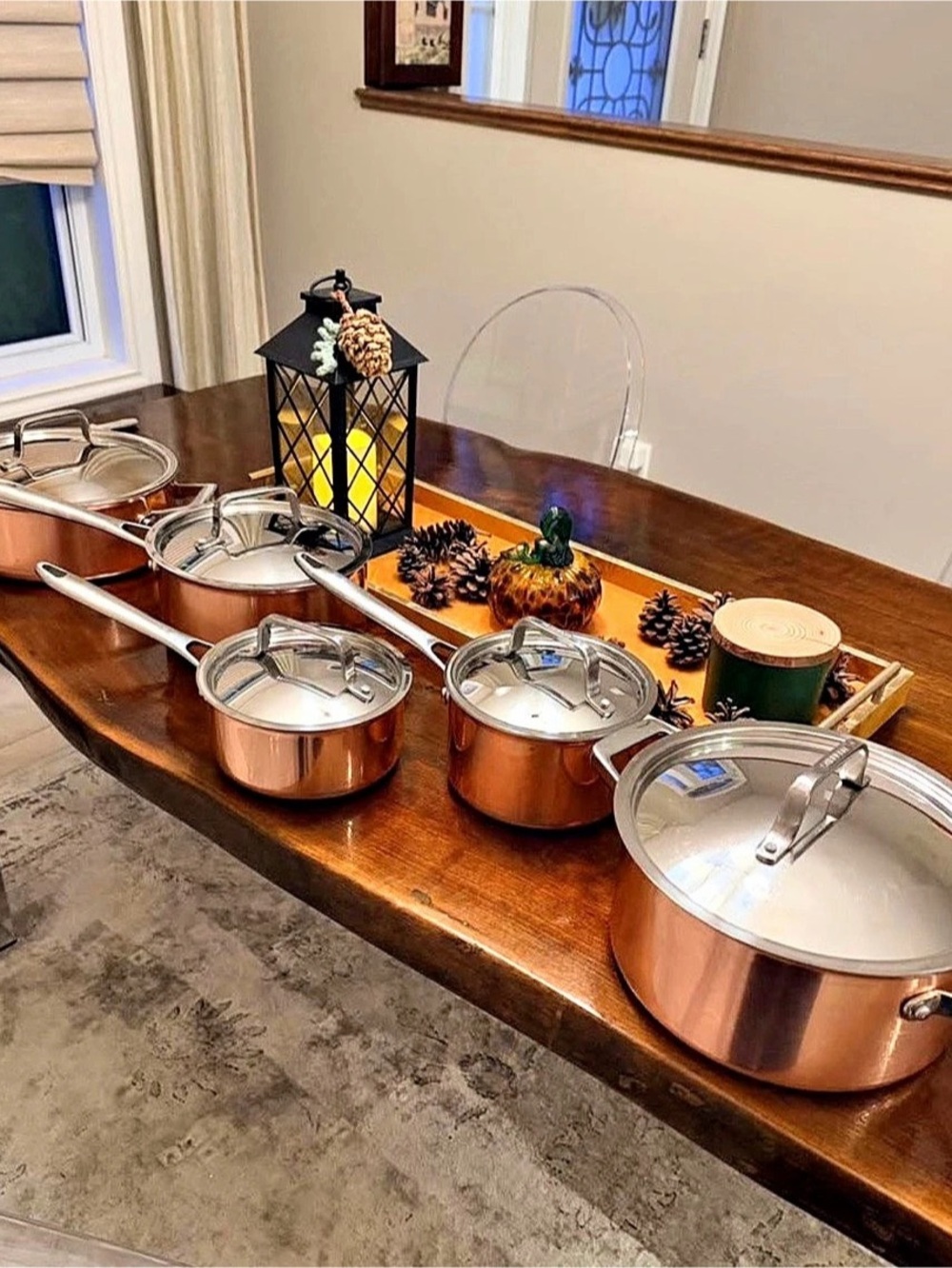 Paderno Copper Cookware Set with Lids